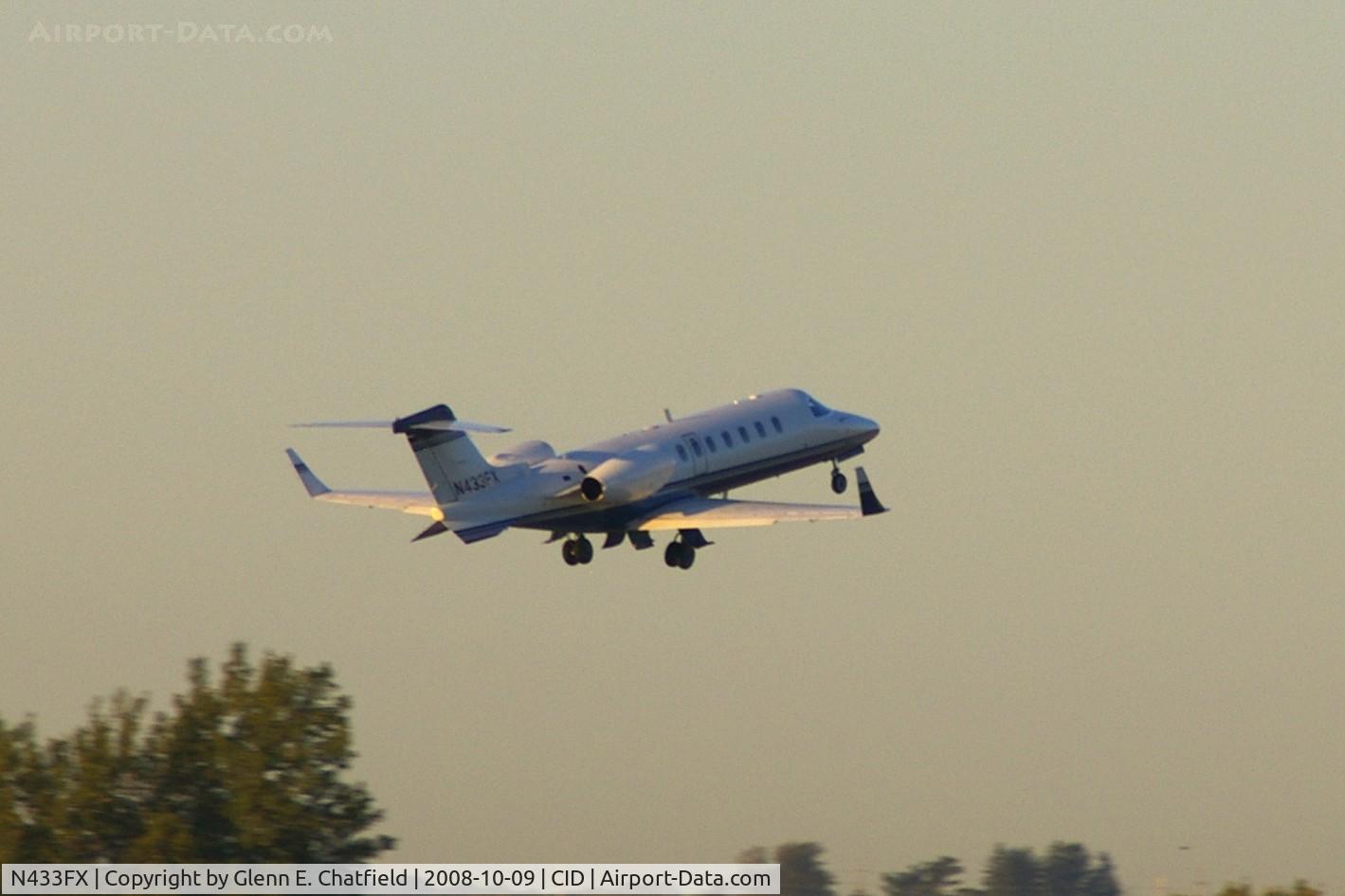 N433FX, 2002 Learjet 45 C/N 192, FlexJet airborne off Runway 27, not long after sunrise.