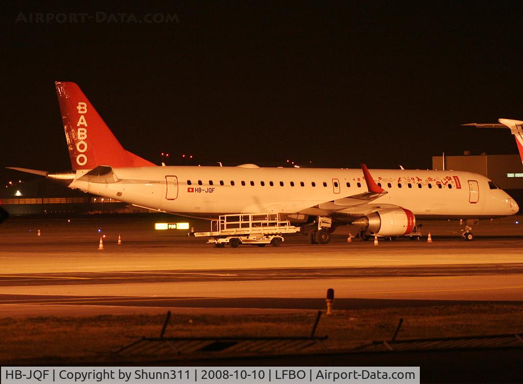 HB-JQF, 2008 Embraer 190LR (ERJ-190-100LR) C/N 19000178, Night stop for this new company at LFBO... A big thanks to Clement ;-)