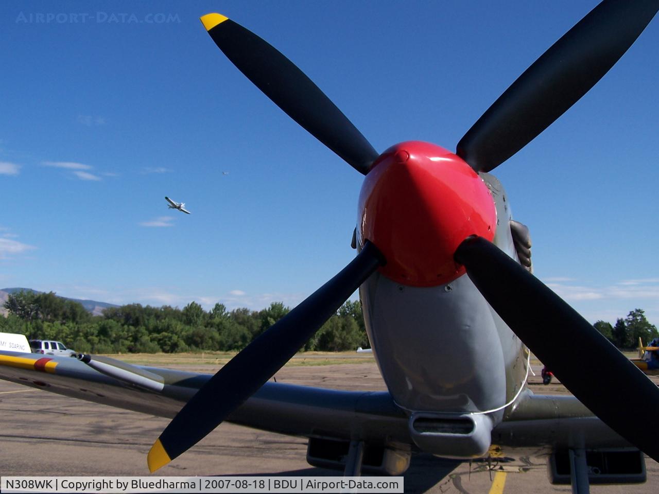 N308WK, 1945 Supermarine 361 Spitfire Tr9 C/N CBAF.4494, TE308 Spitfire Parked at Boulder open house.