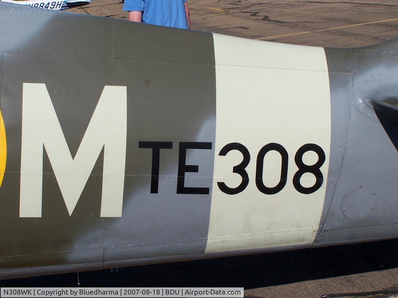 N308WK, 1945 Supermarine 361 Spitfire Tr9 C/N CBAF.4494, TE308 Spitfire Parked at Boulder open house.