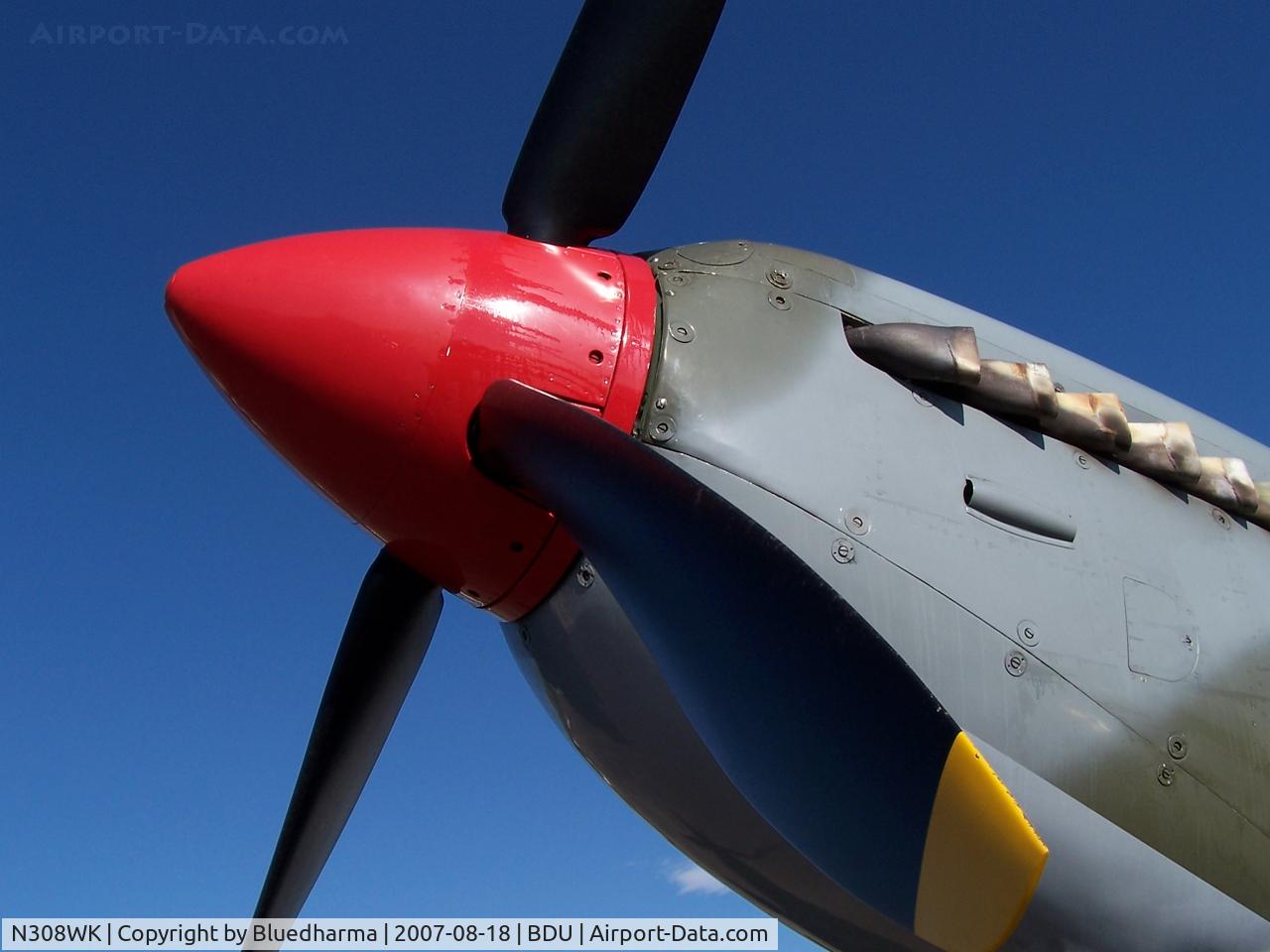 N308WK, 1945 Supermarine 361 Spitfire Tr9 C/N CBAF.4494, TE308 Spitfire Parked at Boulder open house.