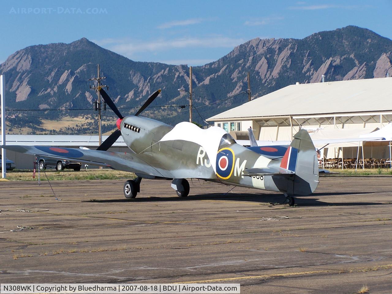 N308WK, 1945 Supermarine 361 Spitfire Tr9 C/N CBAF.4494, TE308 Spitfire Parked at Boulder open house.