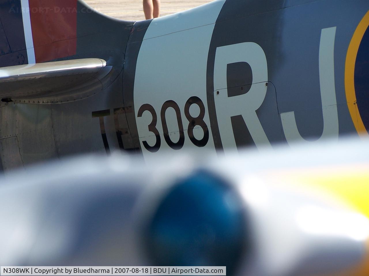 N308WK, 1945 Supermarine 361 Spitfire Tr9 C/N CBAF.4494, TE308 Spitfire Parked at Boulder open house.
