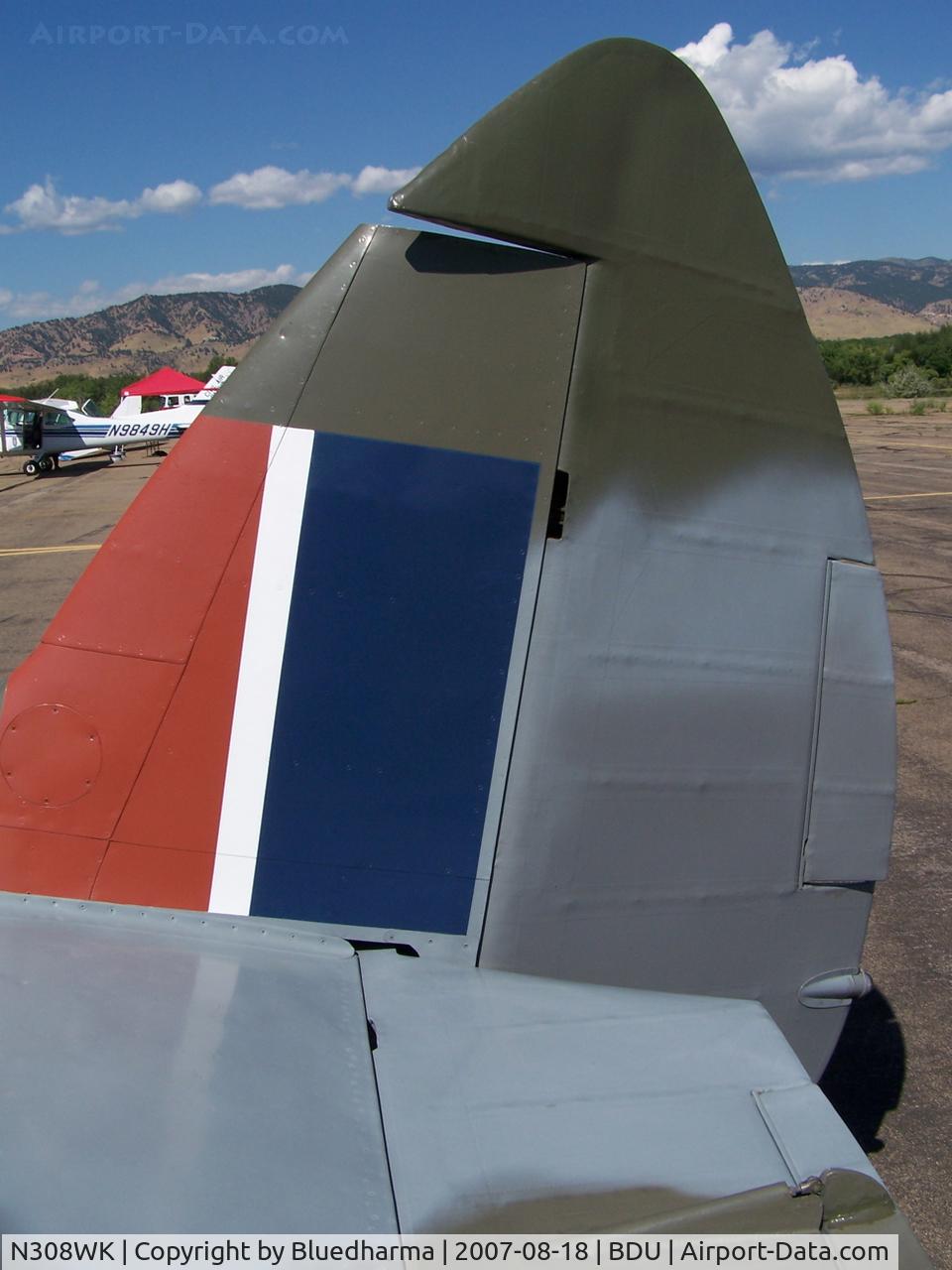 N308WK, 1945 Supermarine 361 Spitfire Tr9 C/N CBAF.4494, TE308 Spitfire Parked at Boulder open house.