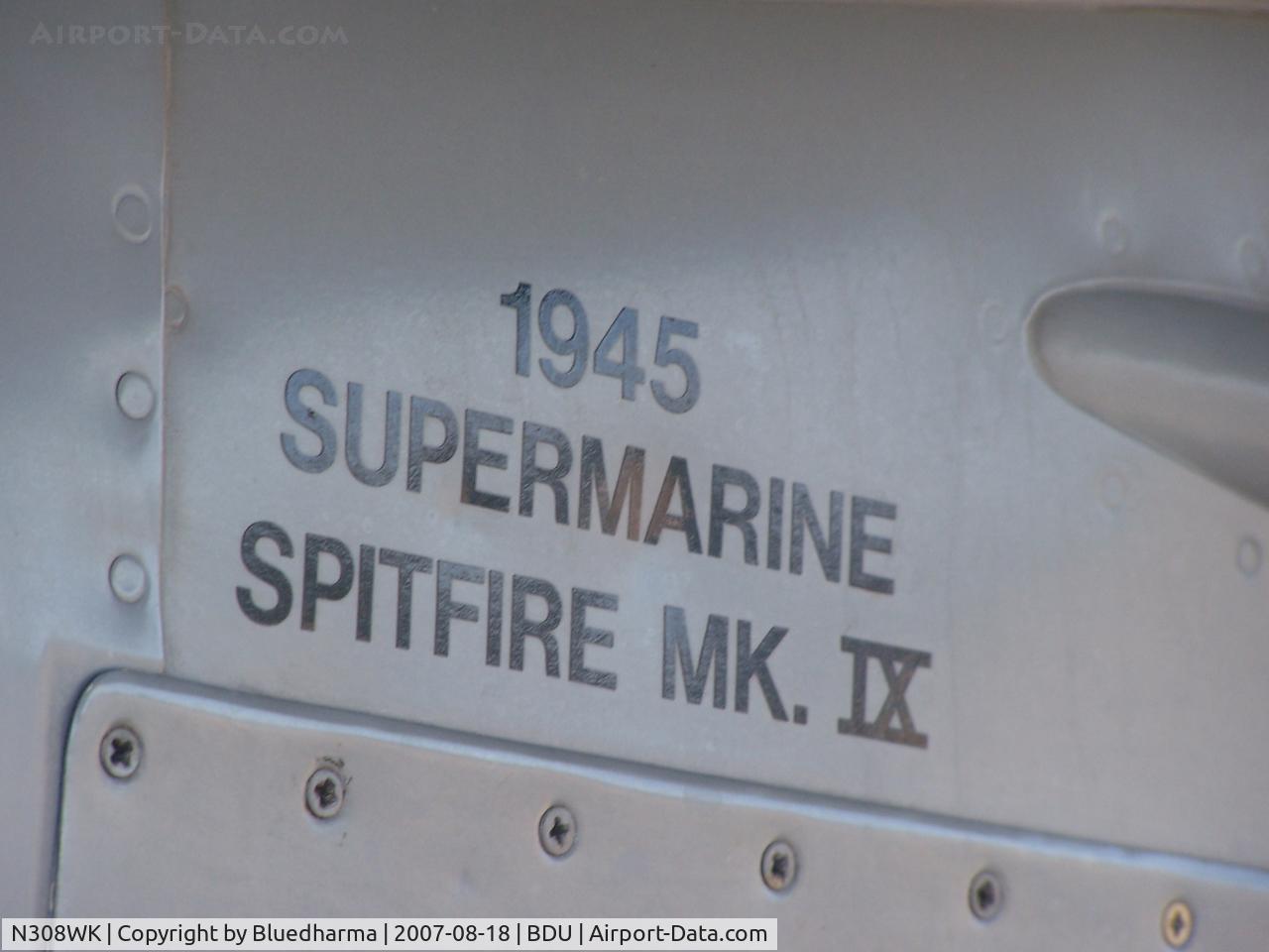 N308WK, 1945 Supermarine 361 Spitfire Tr9 C/N CBAF.4494, TE308 Spitfire Parked at Boulder open house.
