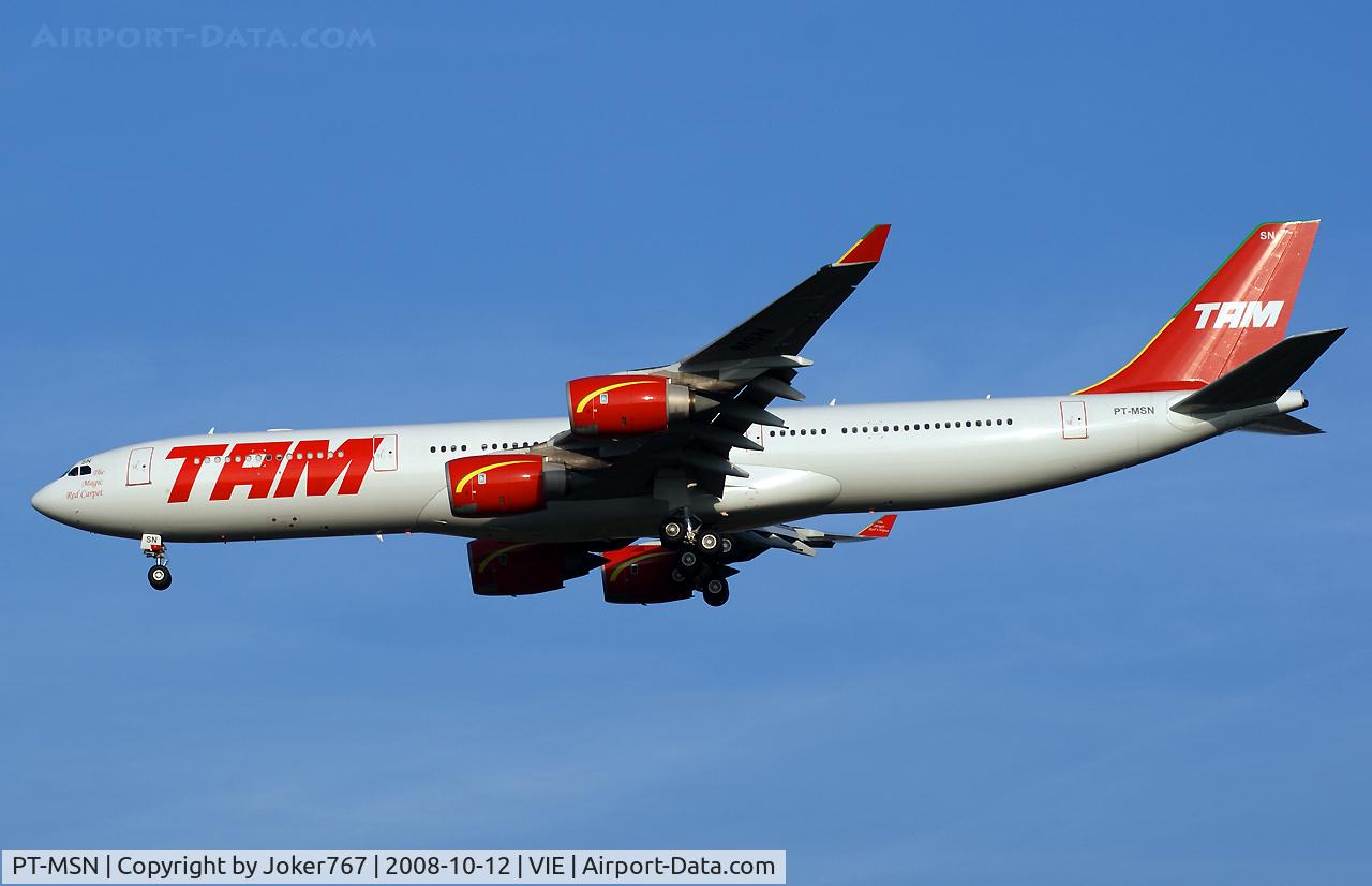 PT-MSN, 2003 Airbus A340-541 C/N 445, TAM Airbus A340-541