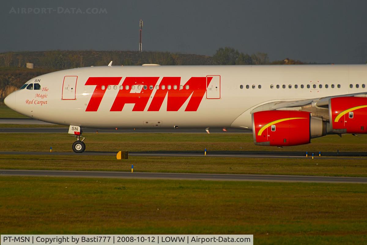 PT-MSN, 2003 Airbus A340-541 C/N 445, Airbus A340-500 for maintenance in vienna