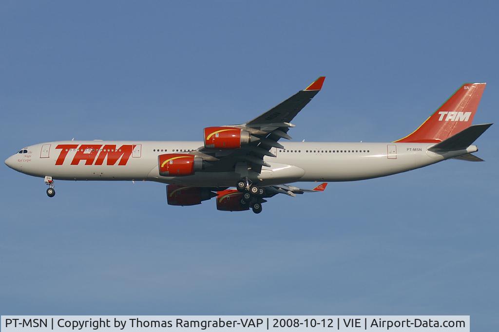 PT-MSN, 2003 Airbus A340-541 C/N 445, TAM Linhas Aereas Airbus A340-500