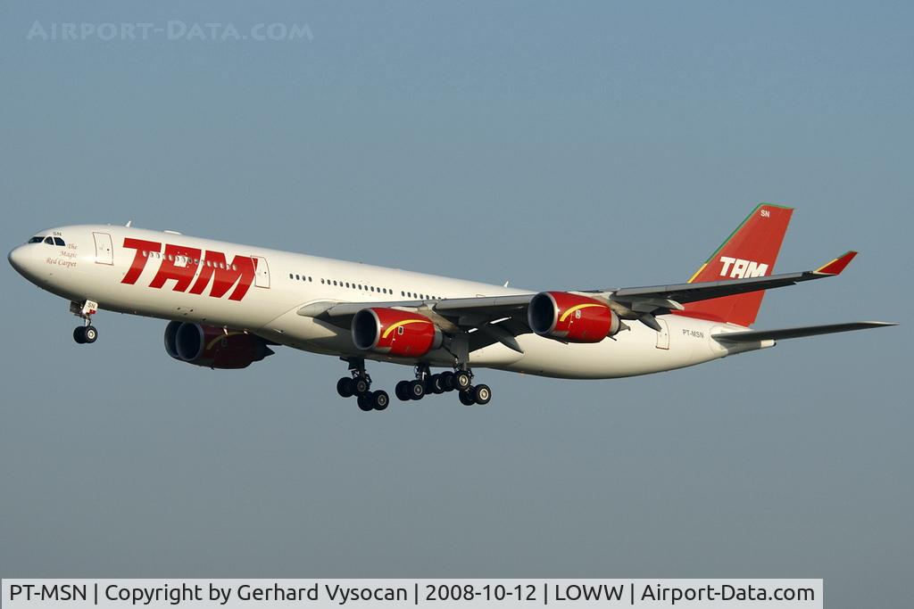 PT-MSN, 2003 Airbus A340-541 C/N 445, rare visitor