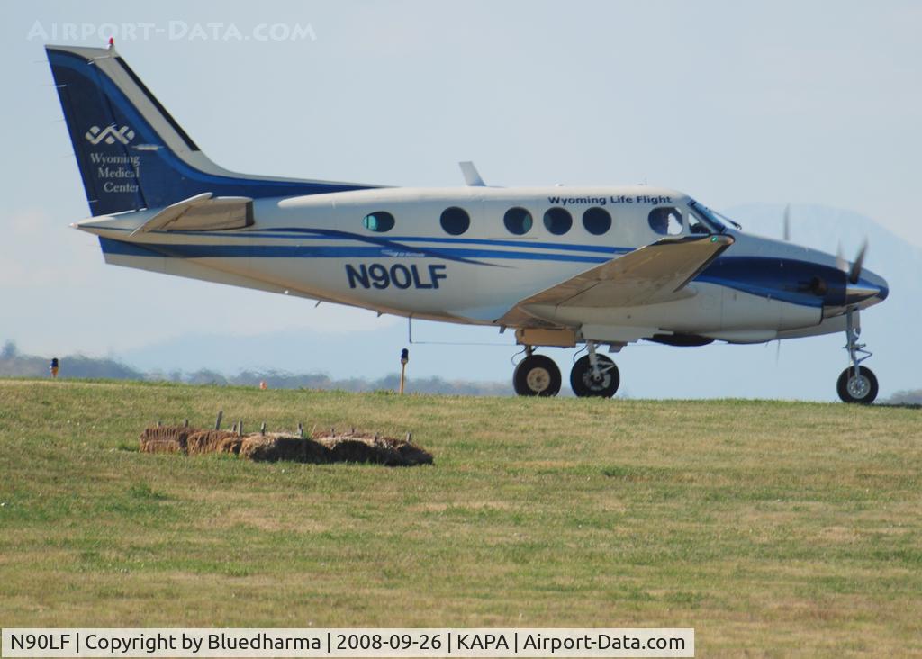 N90LF, 1979 Beech C90 King Air C/N LJ-852, Flight for Life on Position and Hold for 17L.