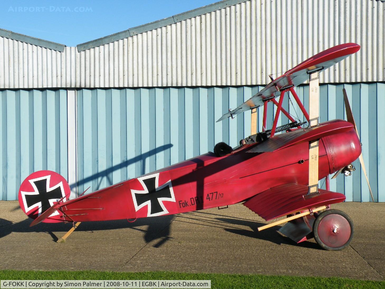 G-FOKK, 2006 Fokker Dr.1 Triplane Replica C/N PFA 238-14253, Fokker DRI replica