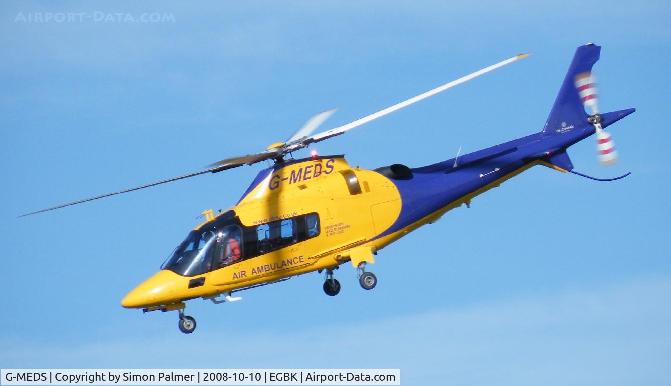 G-MEDS, 2006 Agusta A-109E Power C/N 11679, A109 departing Sywell