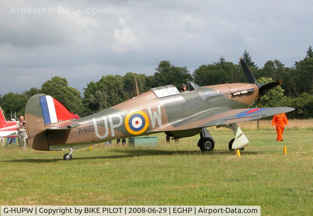 G-HUPW, 1940 Hawker Hurricane I C/N G592301, FIRST HURRICANE TO FLY INTO POPHAM. CHARLES CHURCH FLY-IN