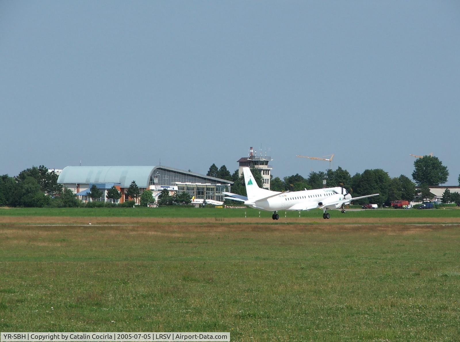 YR-SBH, 1998 Saab 2000 C/N 2000-050, Touching down on RWY 34
