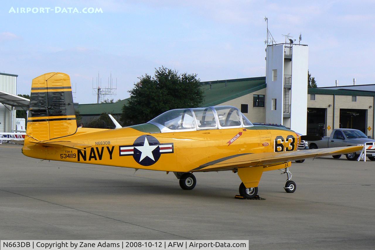 N663DB, 1953 Beech (CCF) T-34A Mentor (A45) C/N CCF34-88, At the 2008 Alliance Airshow