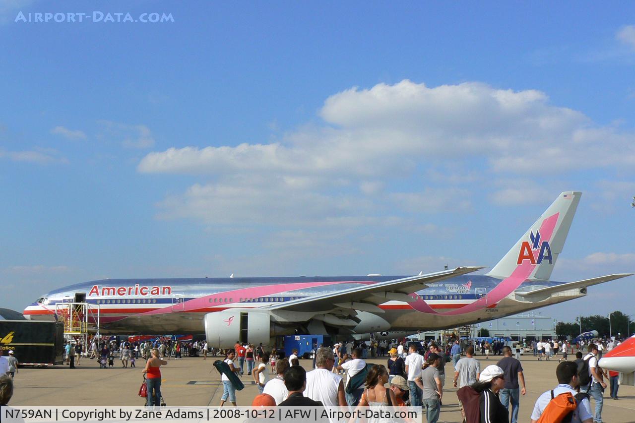 N759AN, 2001 Boeing 777-223/ER C/N 32638, At the 2008 Alliance Airshow - Special Paint - Susan G. Komen Race for the Cure