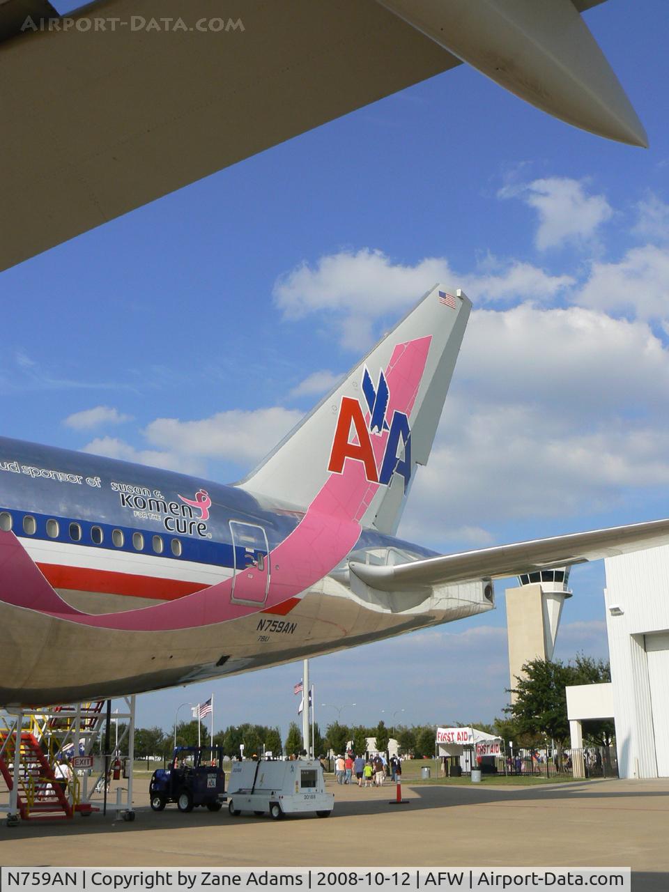 N759AN, 2001 Boeing 777-223/ER C/N 32638, At the 2008 Alliance Airshow - Special Paint - Susan G. Komen Race for the Cure