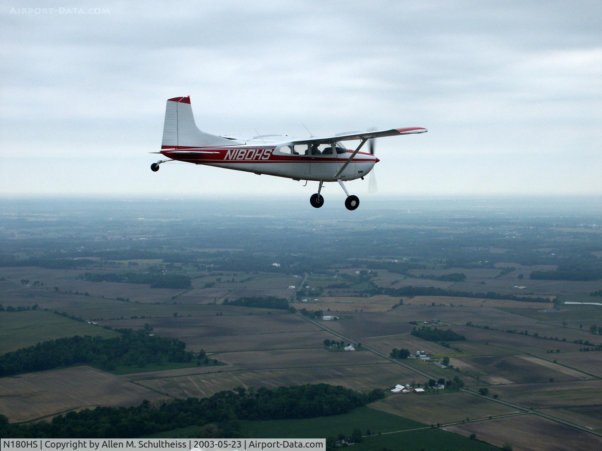 N180HS, 1975 Cessna 180J C/N 18052597, On the way to breakfast at Grimes-Urbana