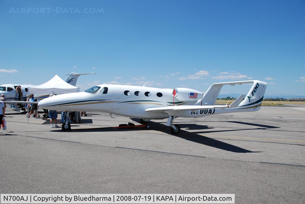 N700AJ, 2007 Adam Aircraft A700 C/N 0004, Parked on display.