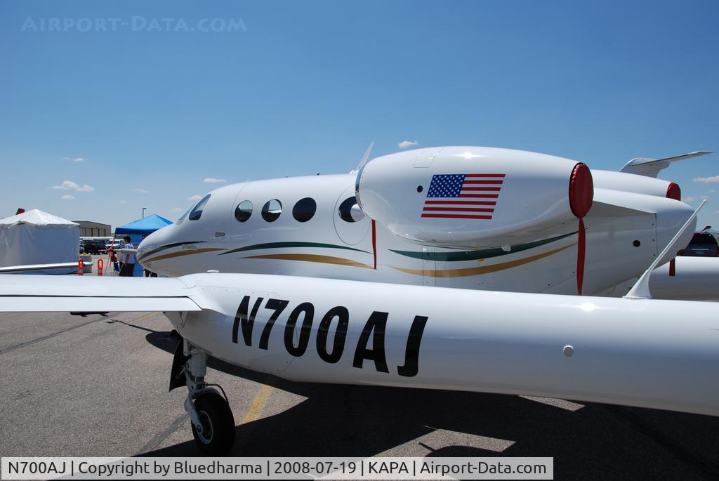 N700AJ, 2007 Adam Aircraft A700 C/N 0004, Parked on display.