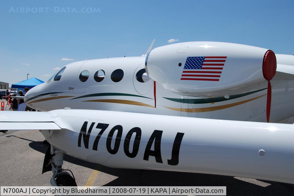 N700AJ, 2007 Adam Aircraft A700 C/N 0004, Parked on display.