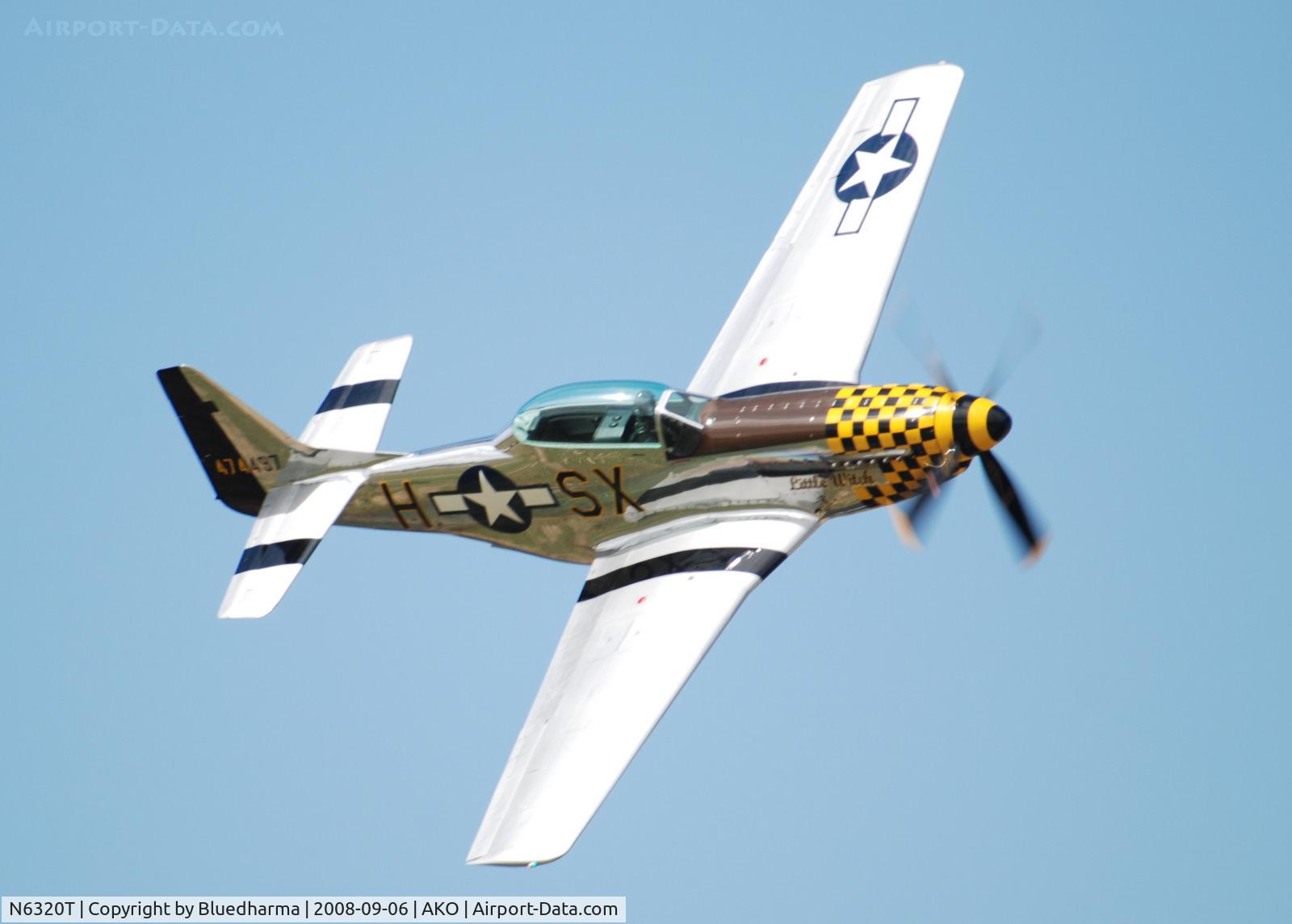 N6320T, 1962 North American P-51D Mustang C/N 122-41037, Lee Lauderback flys the Little Witch at National Radial Engine Exhibition in Akron, Colorado.