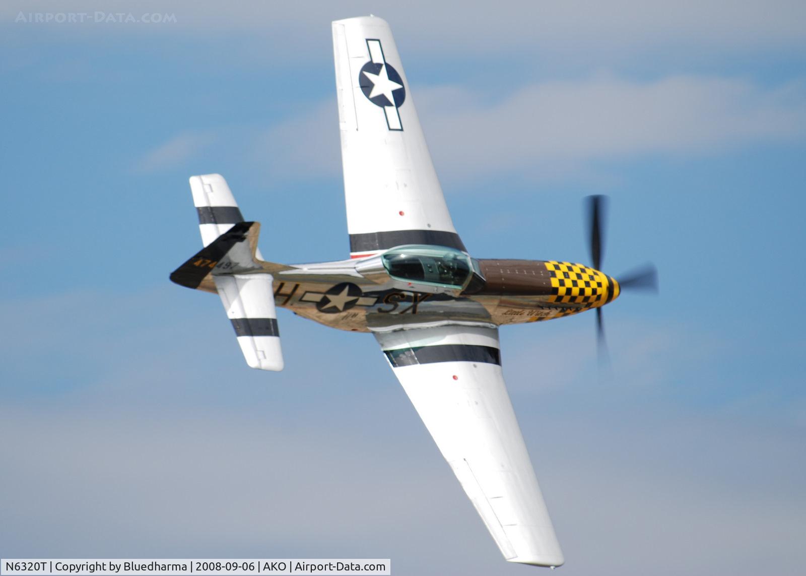 N6320T, 1962 North American P-51D Mustang C/N 122-41037, Lee Lauderback flys the Little Witch at National Radial Engine Exhibition in Akron, Colorado.