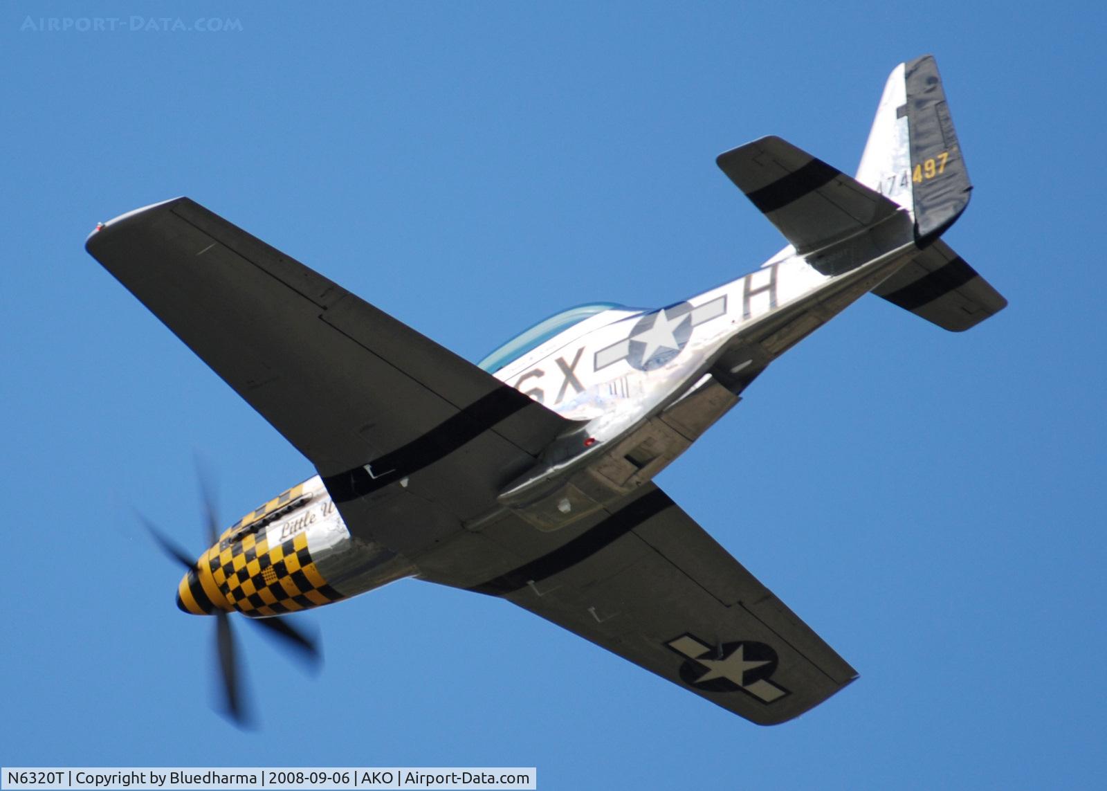N6320T, 1962 North American P-51D Mustang C/N 122-41037, Lee Lauderback flys the Little Witch at National Radial Engine Exhibition in Akron, Colorado.