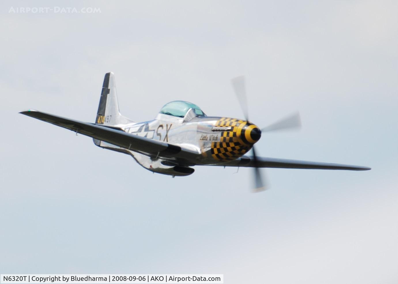 N6320T, 1962 North American P-51D Mustang C/N 122-41037, Lee Lauderback flys the Little Witch at National Radial Engine Exhibition in Akron, Colorado.