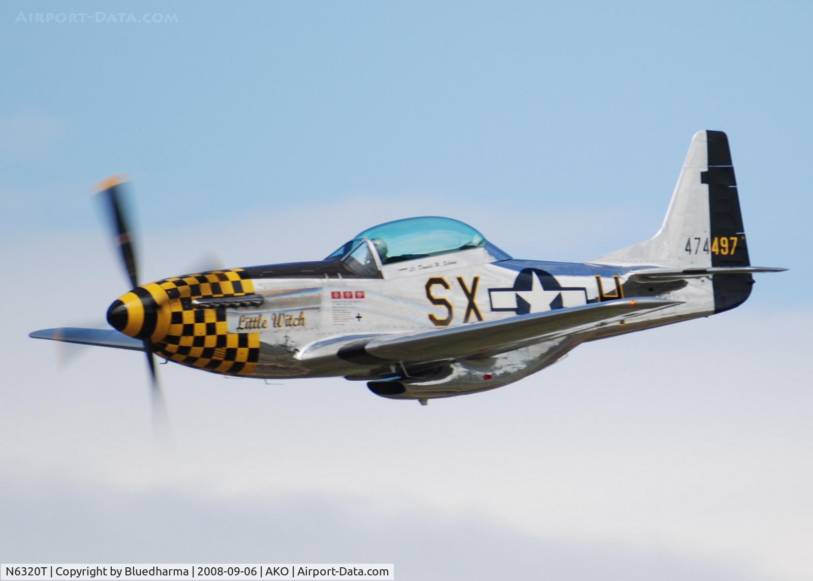 N6320T, 1962 North American P-51D Mustang C/N 122-41037, Lee Lauderback flys the Little Witch at National Radial Engine Exhibition in Akron, Colorado.