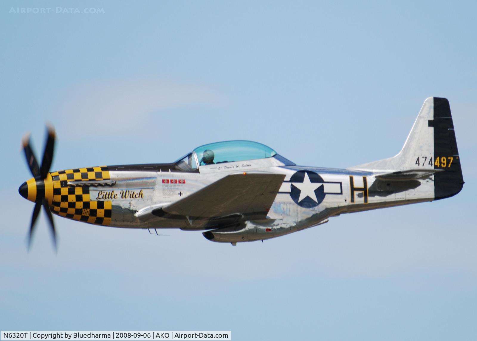 N6320T, 1962 North American P-51D Mustang C/N 122-41037, Lee Lauderback flys the Little Witch at National Radial Engine Exhibition in Akron, Colorado.