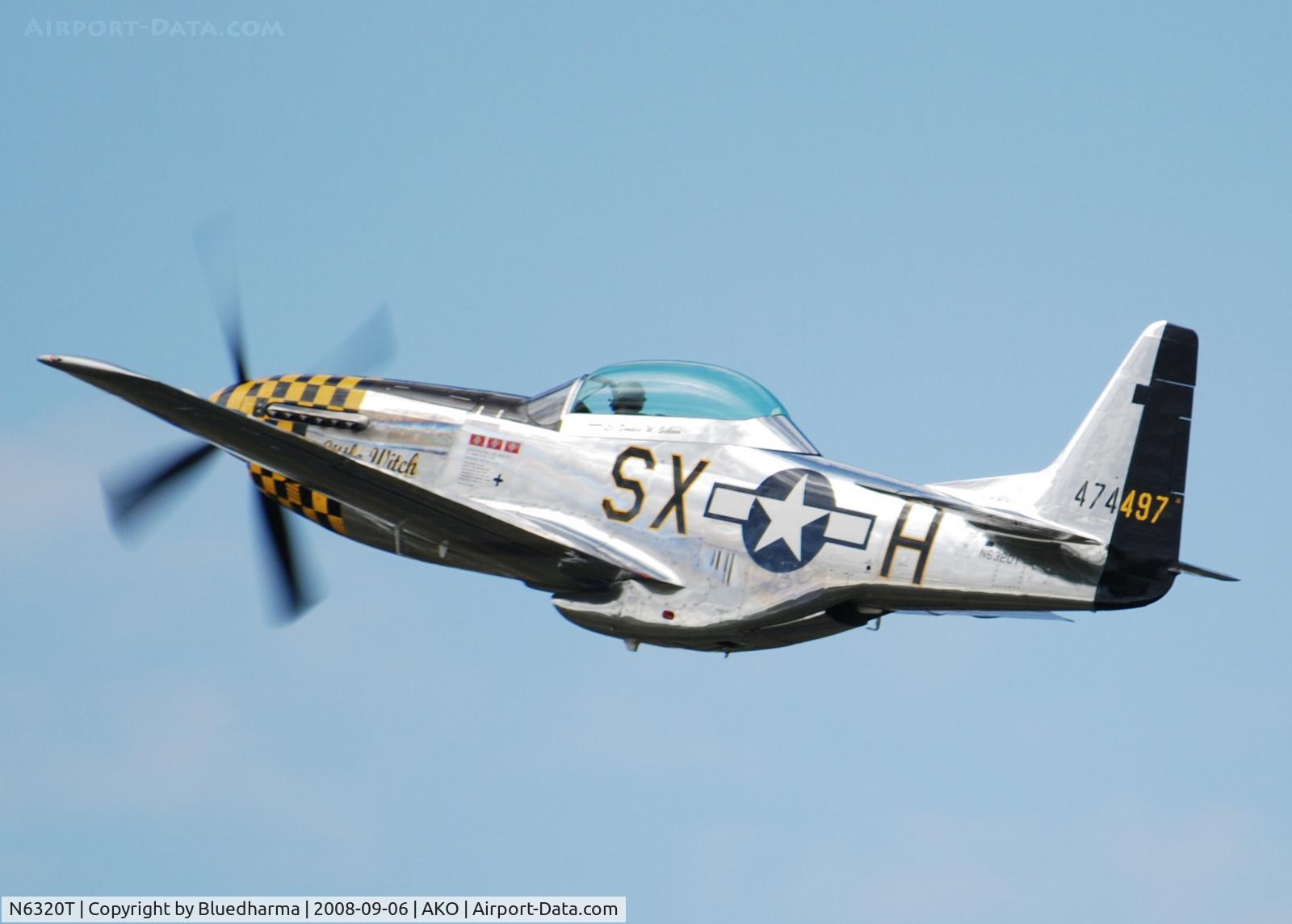 N6320T, 1962 North American P-51D Mustang C/N 122-41037, Lee Lauderback flys the Little Witch at National Radial Engine Exhibition in Akron, Colorado.