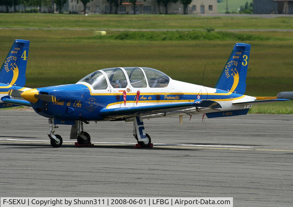 F-SEXU, Socata TB-30 Epsilon C/N 104, Used by Cartouche Dorees aerobatic team during LFBG Airshow 2008