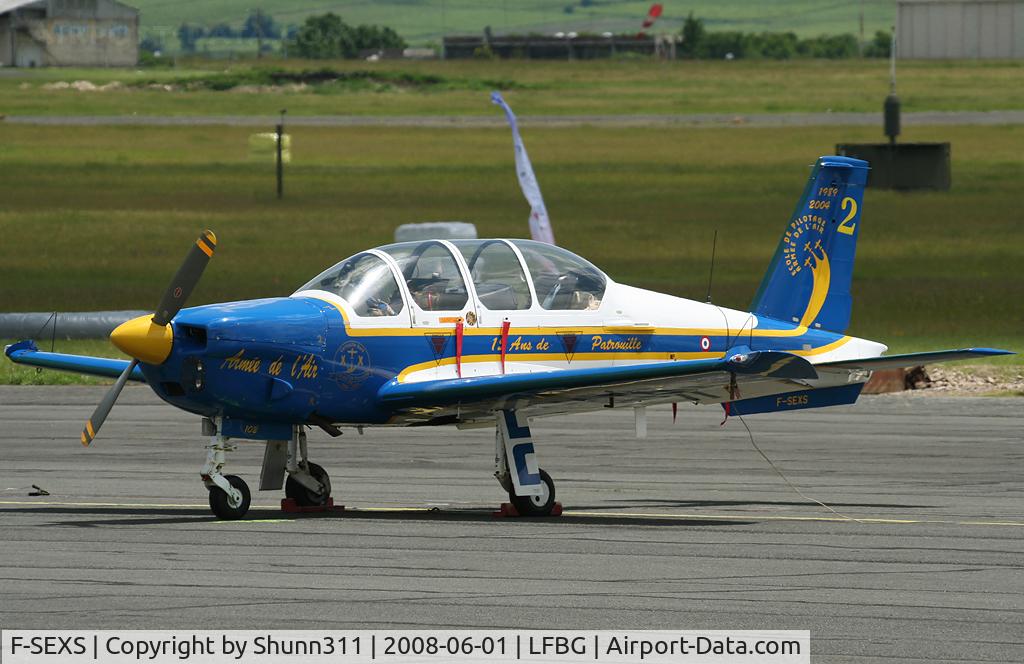 F-SEXS, Socata TB-30 Epsilon C/N 102, Used by Cartouche Dorees aerobatic team during LFBG Airshow 2008