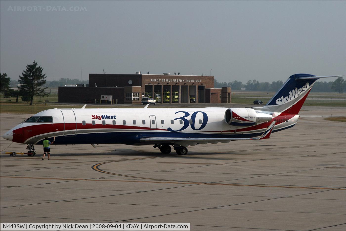 N443SW, 2002 Bombardier CRJ-200LR (CL-600-2B19) C/N 7638, Flew in this from ORD-DAY