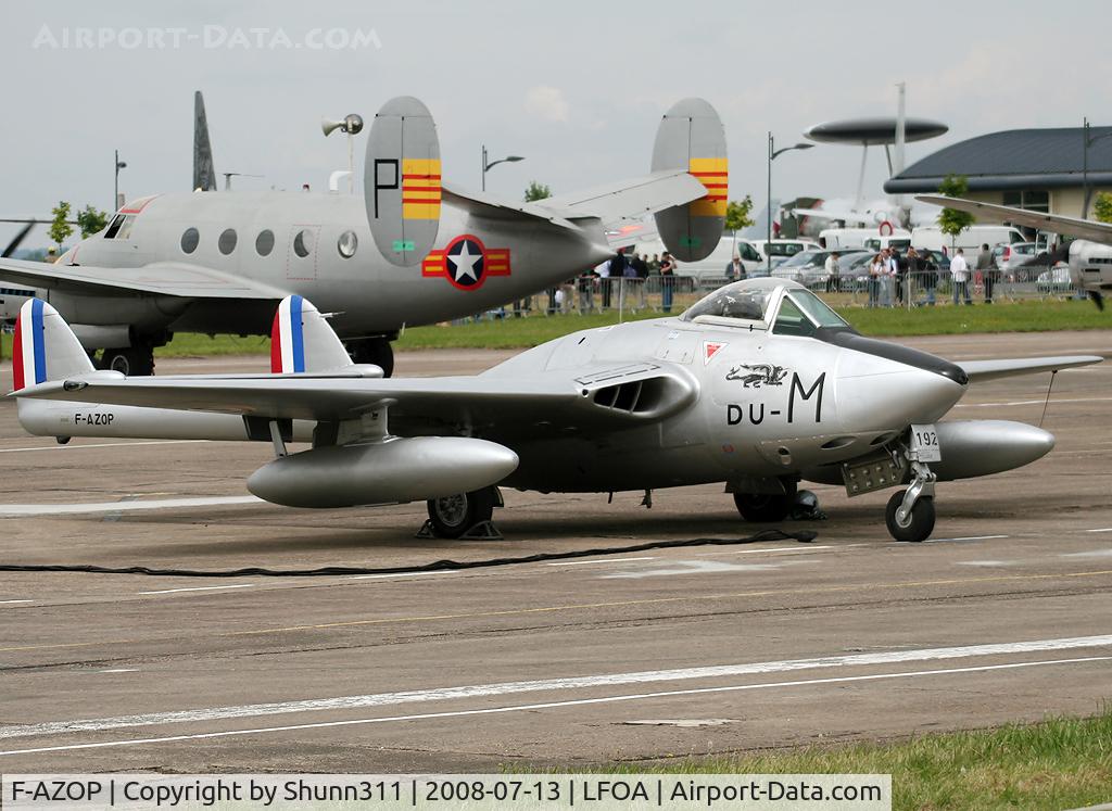F-AZOP, De Havilland (FFA) Vampire FB.6 (DH-100) C/N 701, Used as demo aircraft during LFOA Airshow 2008