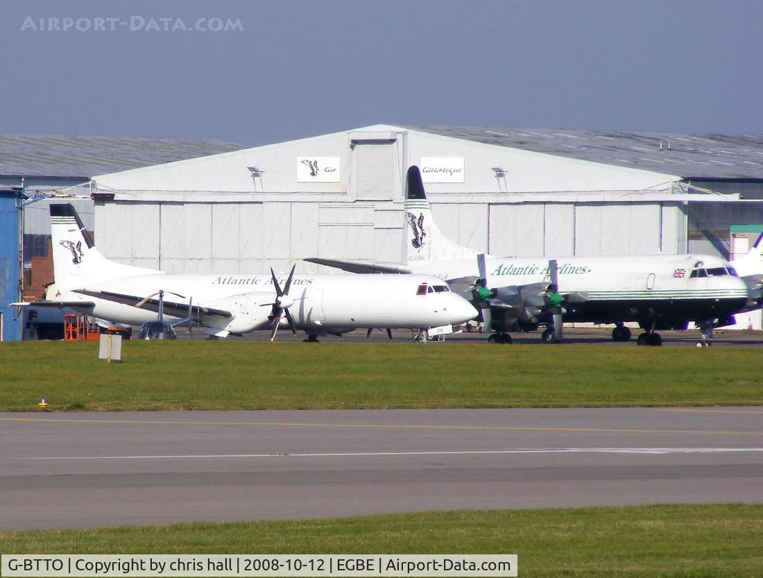 G-BTTO, 1990 British Aerospace ATP C/N 2033, alongside G-FIJR Lockheed L-188C Electra
