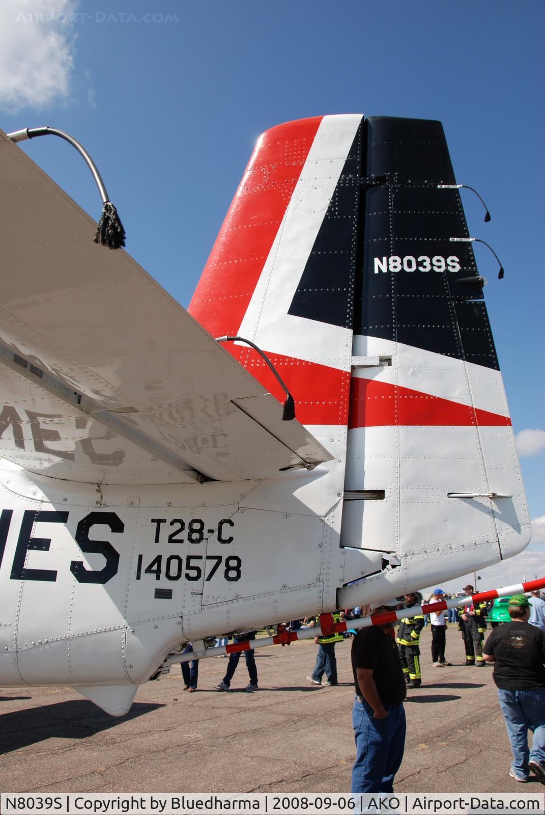 N8039S, 1958 North American T-28C Trojan C/N 226-155 (140578), Parked on display at National Radial Engine Exhibition in Akron, Colorado..
