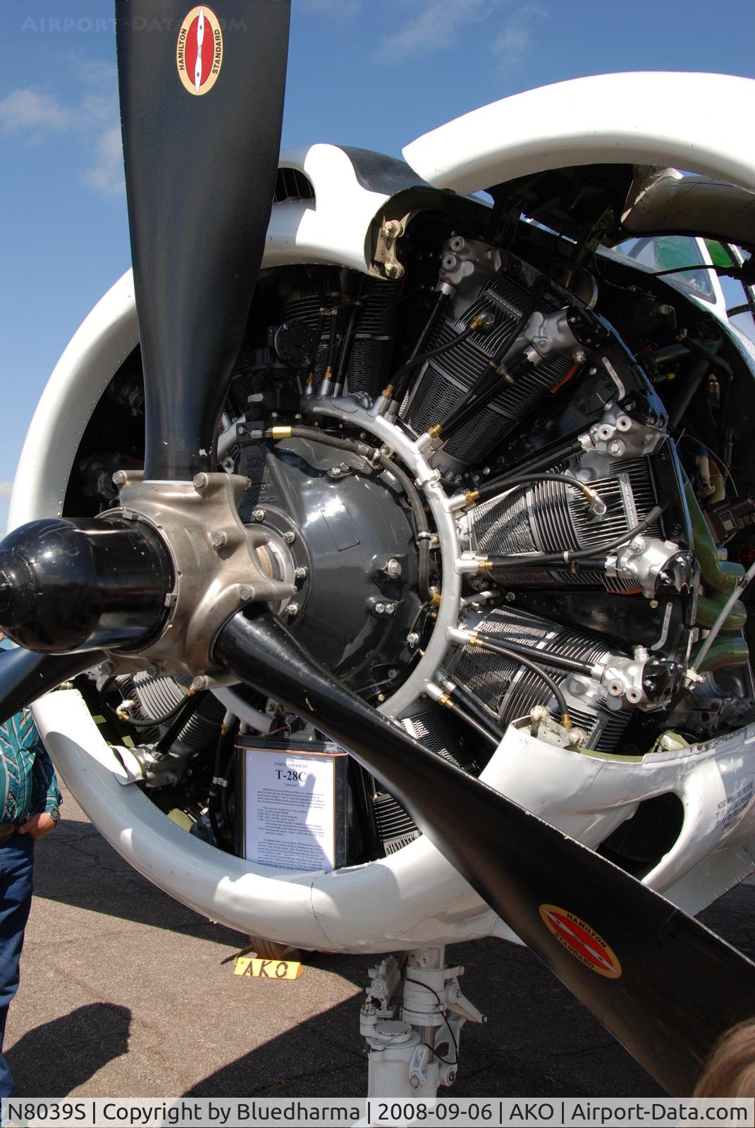 N8039S, 1958 North American T-28C Trojan C/N 226-155 (140578), Parked on display at National Radial Engine Exhibition in Akron, Colorado..