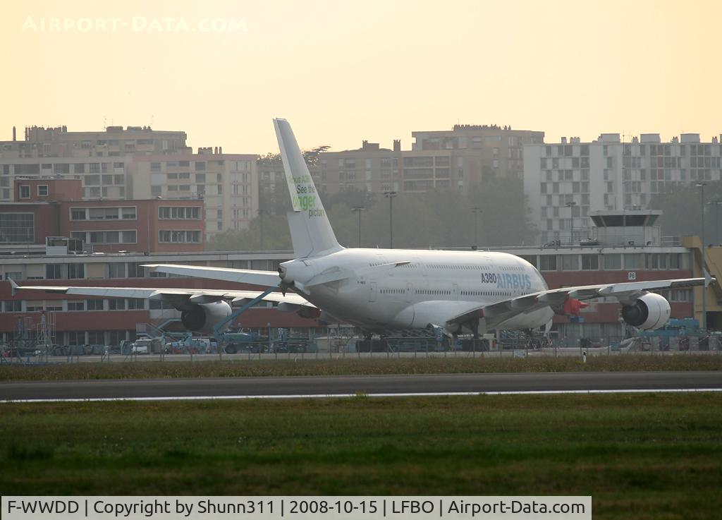 F-WWDD, 2005 Airbus A380-861 C/N 004, Refurbishing started with 2 engines removed...