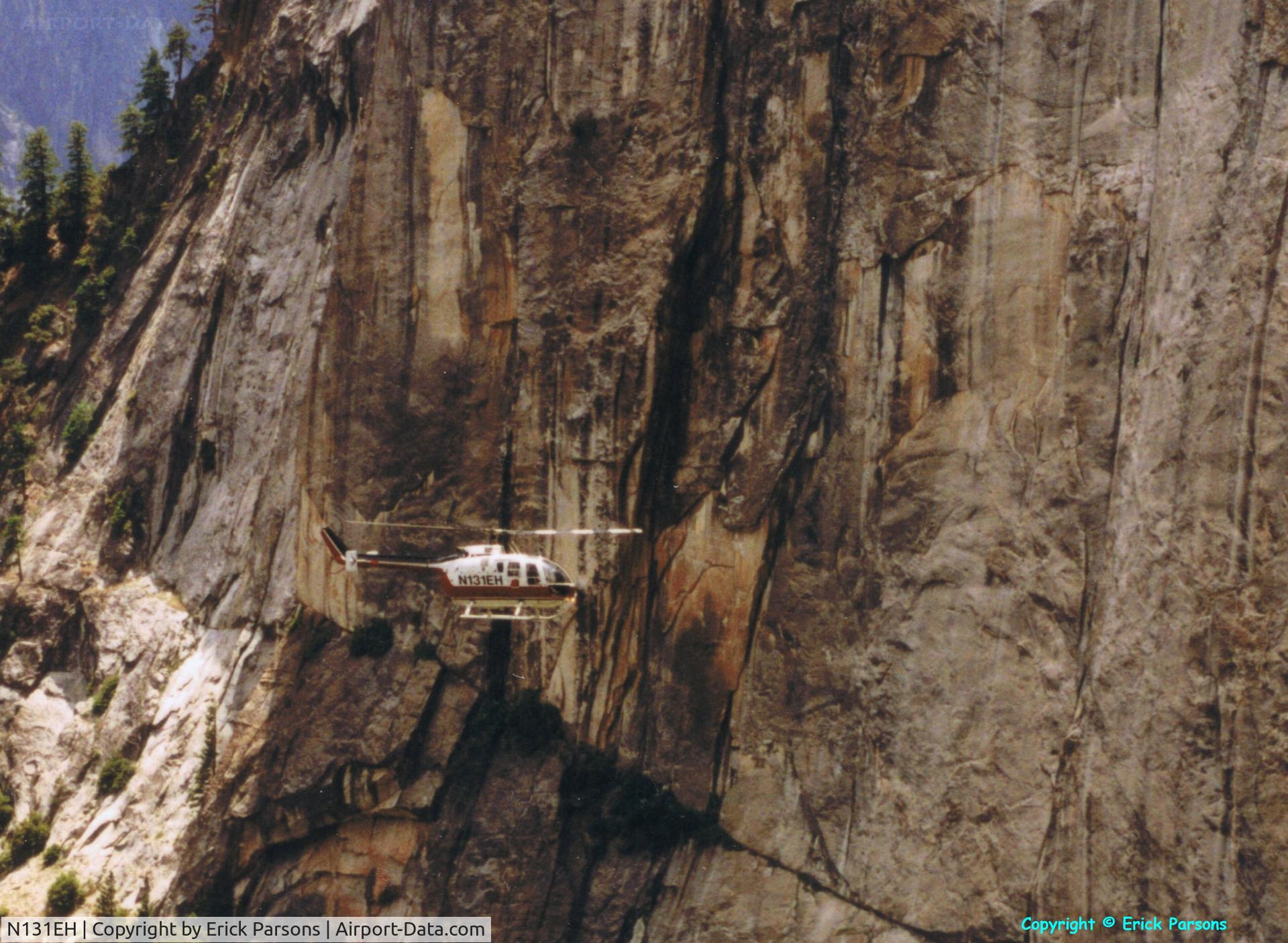N131EH, 1982 MBB Bo-105S C/N S-595, Captured doing an Evac at Yosemite Falls Trail
