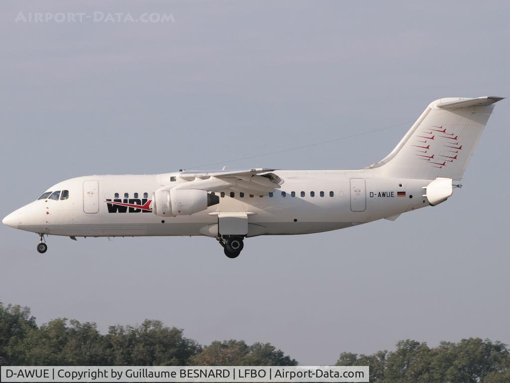 D-AWUE, 1986 British Aerospace BAe.146-200 C/N E2050, Landing 14R
