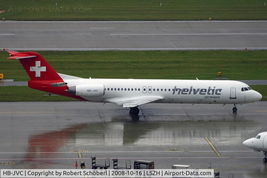 HB-JVC, 1994 Fokker 100 (F-28-0100) C/N 11501, Rainy day at LSZH