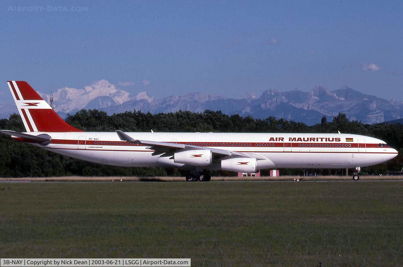 3B-NAY, 1996 Airbus A340-313 C/N 152, Scanned from a slide