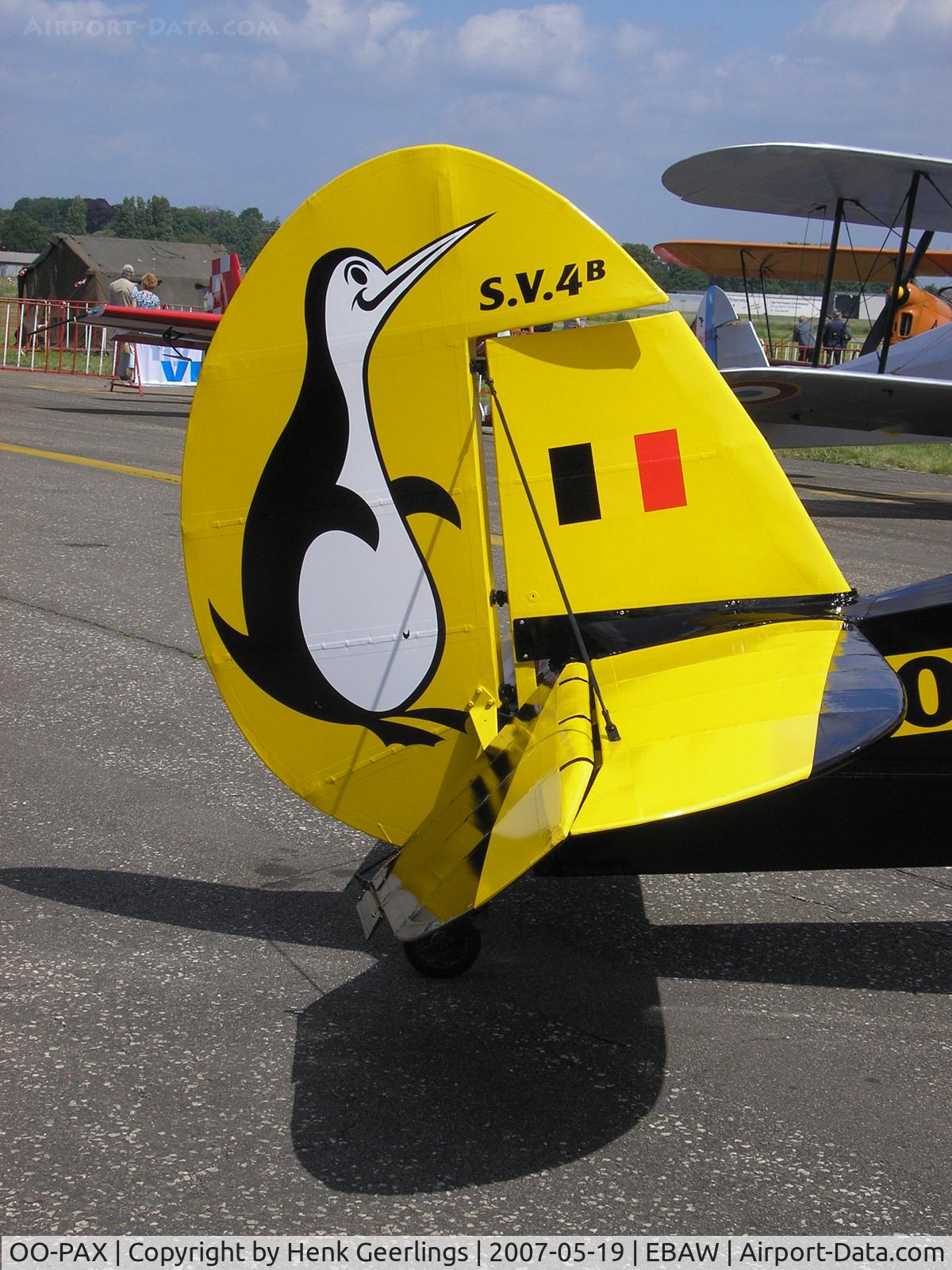 OO-PAX, 1948 Stampe-Vertongen SV-4B C/N 1147, Stampe Fly In - Deurne , Belgium , 2007