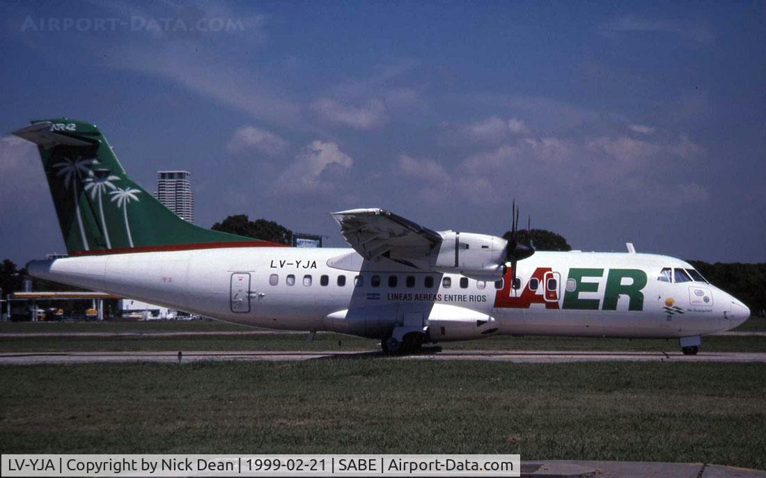 LV-YJA, 1987 ATR 42-300 C/N 038, Scanned from a slide (sorry about the poor quality)