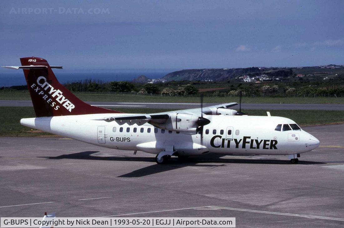 G-BUPS, 1988 ATR 42-300 C/N 109, Guernsey (home to me) can be seen on the horizon