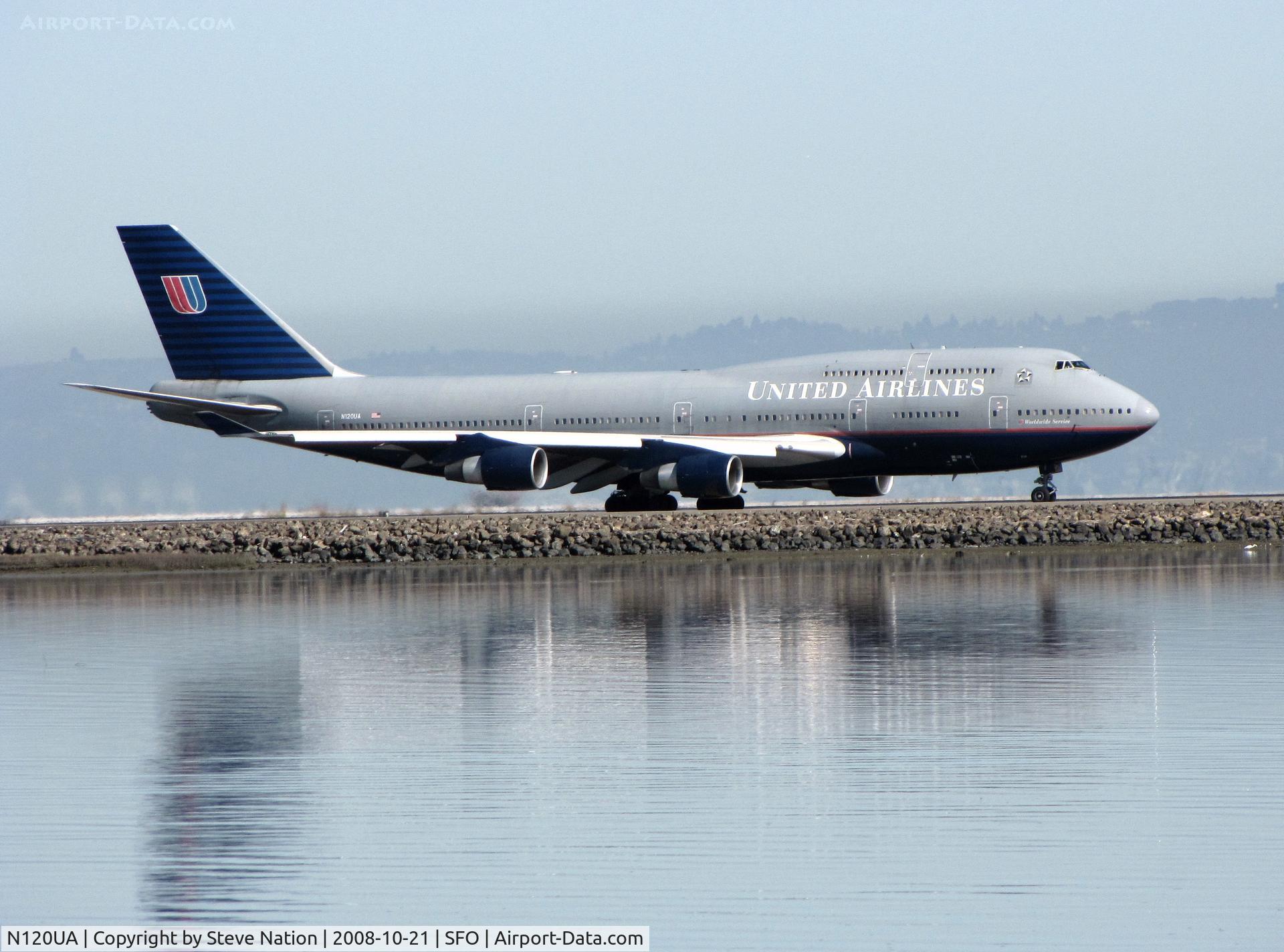 N120UA, 1999 Boeing 747-422 C/N 29166, United Airlines (ocs) 1999 Boeing 747-222 taxying for take-off