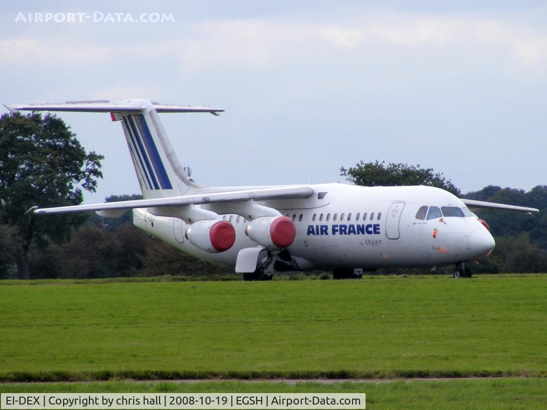 EI-DEX, 1990 British Aerospace BAe.146-300 C/N E3157, Air France by Cityjet. now stored at Norwich Airport