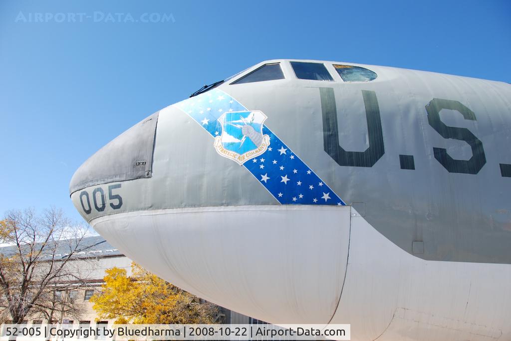 52-005, 1952 Boeing GB-52B Stratofortress C/N 16495, Parked outside the Wings over the Rockies Air and Space Museum